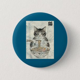 Badge Rond 5 Cm Ramen de chat graphique japonais kawaii anime