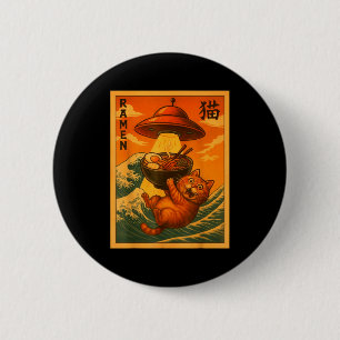 Badge Rond 5 Cm Ramen de chat Ufo drôle anime japonais hommes femm