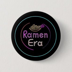 Badge Rond 5 Cm RAMEN ERA, cuisine japonaise, STYLE NEON