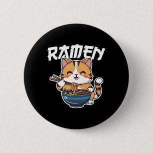 Badge Rond 5 Cm Ramen Noodle Neko Chat Japonais Kawaii Manga Anime