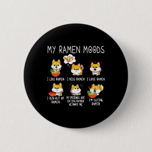 Badge Rond 5 Cm Ramen Shiba Inu Amoureux des chiens Nouilles Japon