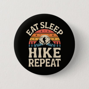Badge Rond 5 Cm Randonnée au coucher du soleil vintage - Aventure 
