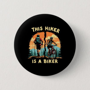 Badge Rond 5 Cm Randonnée et VTT - Randonneur et cycliste