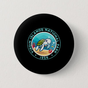 Badge Rond 5 Cm Randonnée Tortue Au Parc National Des Îles Vierges