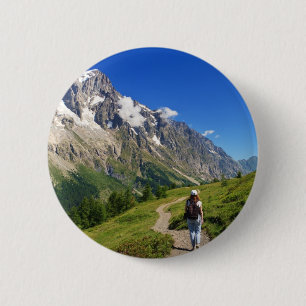 Badge Rond 5 Cm randonneur en vallée de furet, Italie