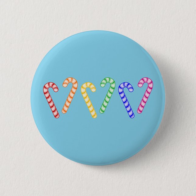 Badge Rond 5 Cm Rangée de cannes de bonbon arc-en-ciel (Devant)