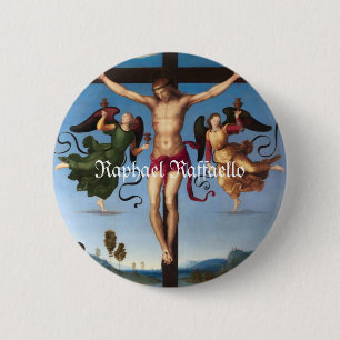 Badge Rond 5 Cm Raphael Raffaello Le Mond Crucifixion Jésus