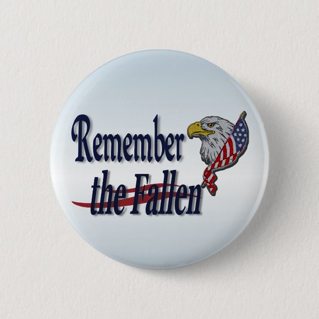 Badge Rond 5 Cm Rappelez-vous tombé avec Eagle et le drapeau (Devant)