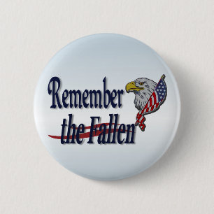 Badge Rond 5 Cm Rappelez-vous tombé avec Eagle et le drapeau