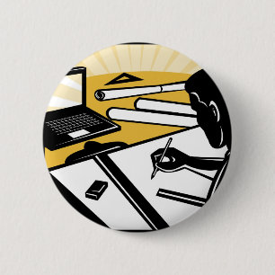 Badge Rond 5 Cm rapporteur architectural à l'architecte de
