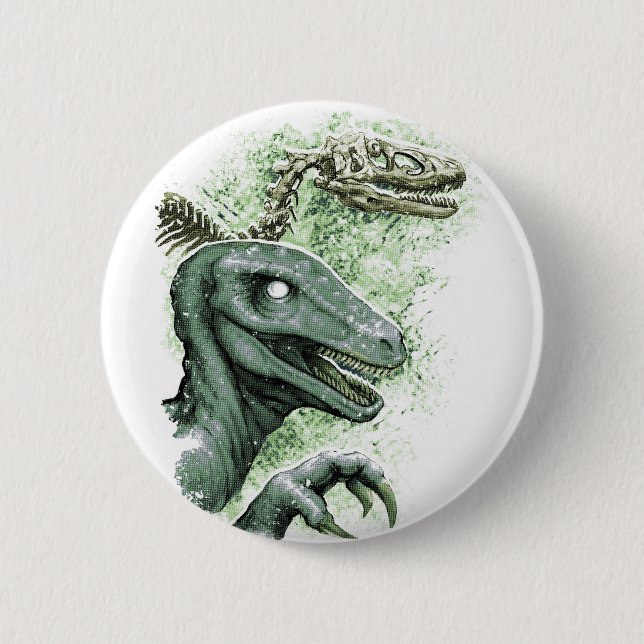 Badge Rond 5 Cm Raptor en vert (Devant)