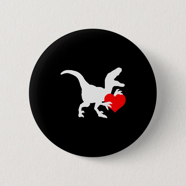 Badge Rond 5 Cm Raptor Love Valentines Day Gift Dino Raptor Heart  (Devant)