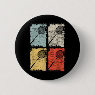 Badge Rond 5 Cm Raquette de badminton Joueur de badminton rétro,ba