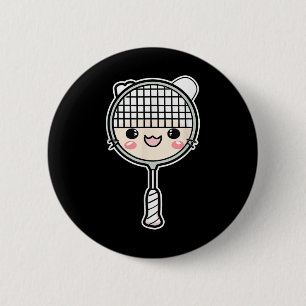 Badge Rond 5 Cm Raquette de badminton Visage de dessin animé Joueu