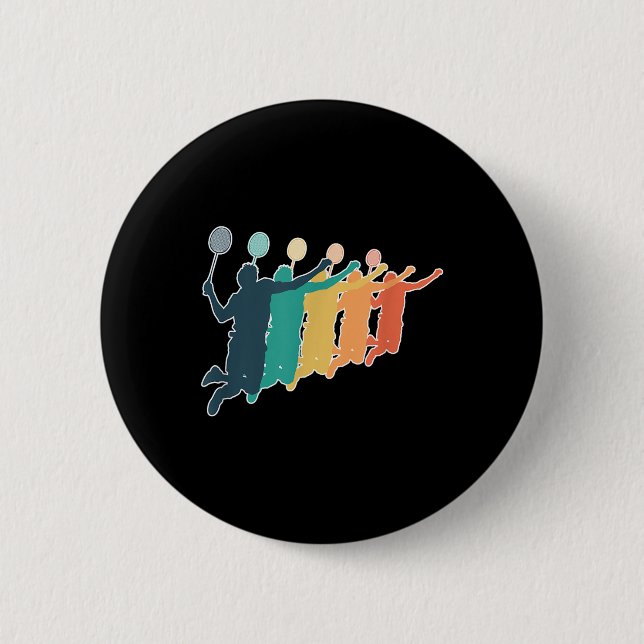 Badge Rond 5 Cm Raquette rétro de Badminton (Devant)