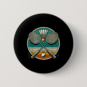 Badge Rond 5 Cm Raquettes de badminton vintage volant raquettes cr