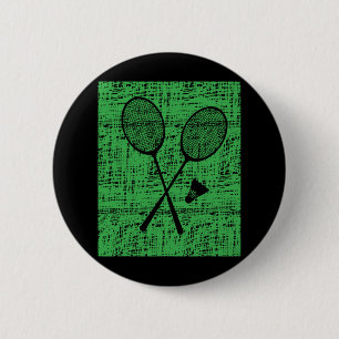 Badge Rond 5 Cm Raquettes Et Navette vintages En Badminton