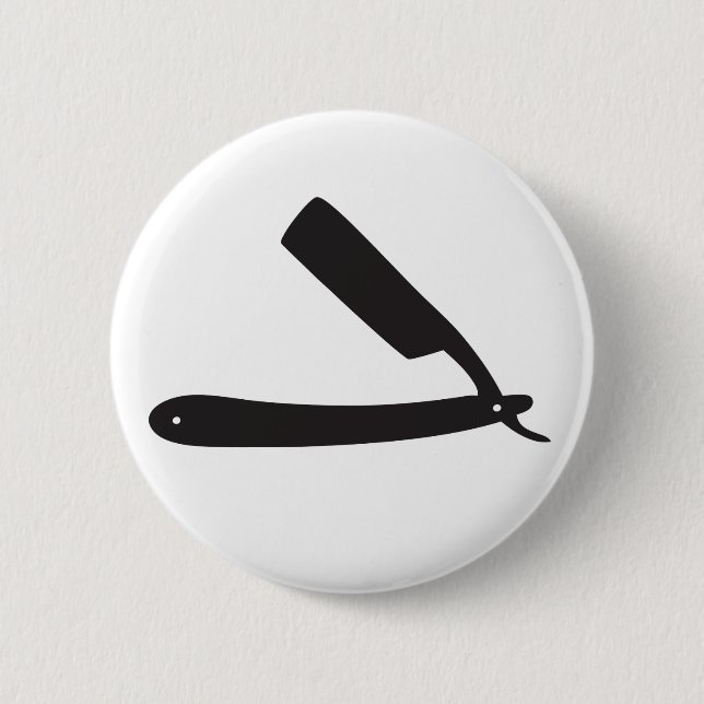 Badge Rond 5 Cm rasoir de raseur-coiffeur (Devant)