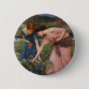 Badge Rond 5 Cm Rassembler Ye Rosebuds par John W. Waterhouse