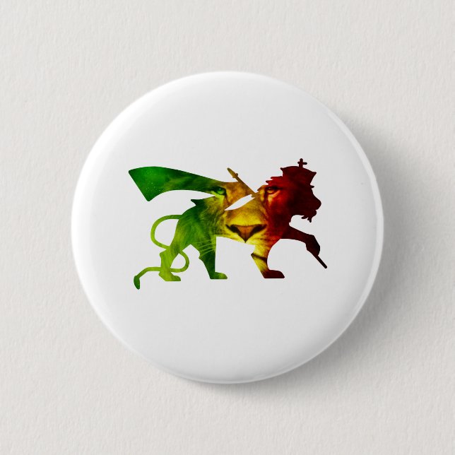 Badge Rond 5 Cm Rasta Lion de Juda (Devant)