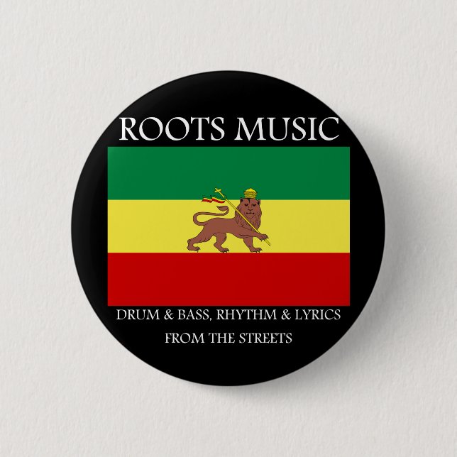 Badge Rond 5 Cm Rasta - Roots Music Ethiopia Flag Lion of Judah (Devant)