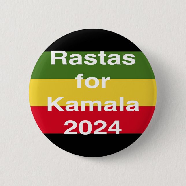 Badge Rond 5 Cm Rastas pour Kamala 2024 (Devant)