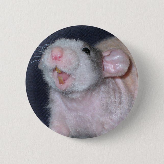 Badge Rond 5 Cm Rat au sourire mignon (Devant)