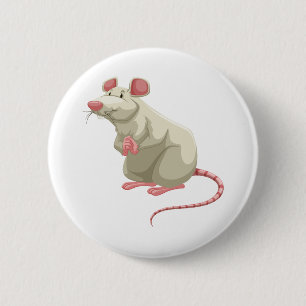 Badge Rond 5 Cm Rat blanc mou