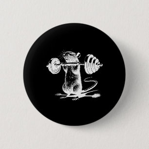 Badge Rond 5 Cm Rat de gym rétro forme culturisme musculation poid