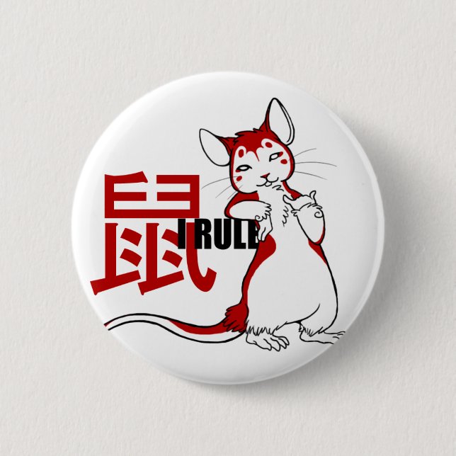 Badge Rond 5 Cm Rat de règle du zodiaque I (Devant)