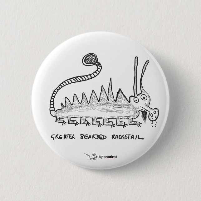 Badge Rond 5 Cm Rat de Snod : Plus grand Racketail barbu (Devant)