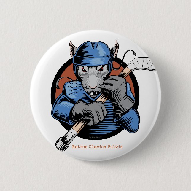 Badge Rond 5 Cm Rat d'hockey (Devant)