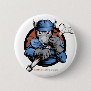 Badge Rond 5 Cm Rat d'hockey