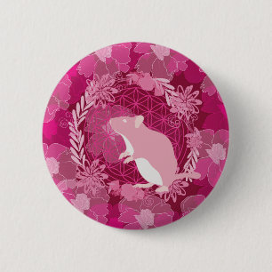 Badge Rond 5 Cm rat,fleur de vie, rose, mandala,zen,chakra,patte