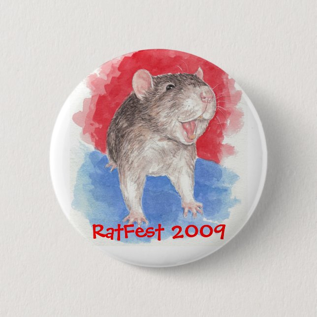 Badge Rond 5 Cm rat riant, Ratfest 2009 (Devant)