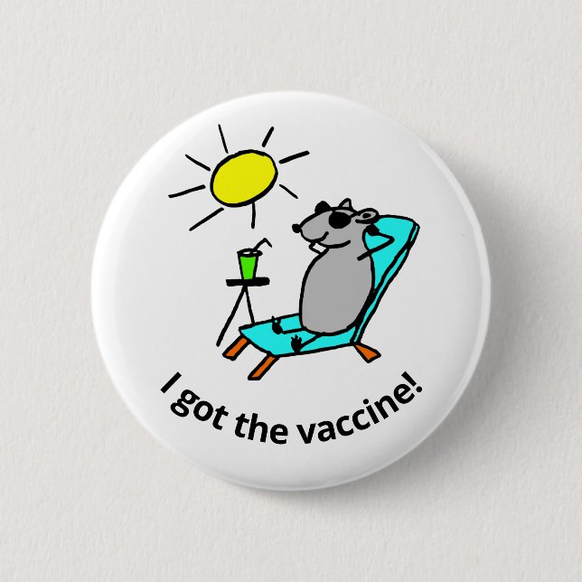 Badge Rond 5 Cm Rat vacciné en vacances (Devant)