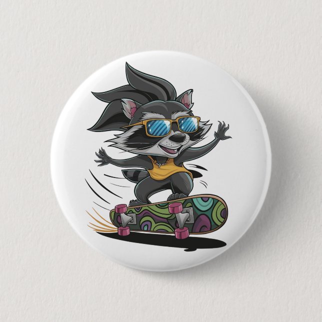 Badge Rond 5 Cm Raton laveur (Devant)