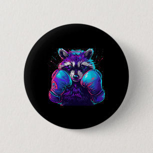 Badge Rond 5 Cm Raton laveur boxeur avec gants de boxe Kickboxing
