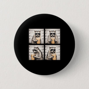 Badge Rond 5 Cm Raton laveur buvant un café glacé photo drôle anim