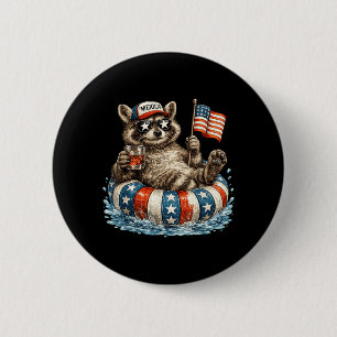 Badge Rond 5 Cm Raton laveur drôle 4 juillet Amérique amoureux pat