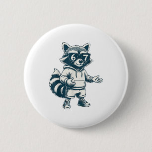 Badge Rond 5 Cm Raton laveur drôle 67 Mème Six Sept