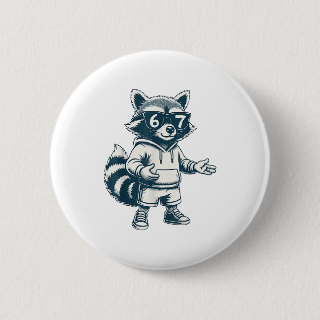 Badge Rond 5 Cm Raton laveur drôle 67 Mème Six Sept  (Devant)