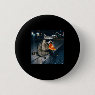 Badge Rond 5 Cm Raton laveur drôle mangeant de la pizza selfie d'a