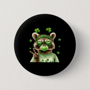 Badge Rond 5 Cm Raton laveur drôle St Patrick chanceux irlandais d