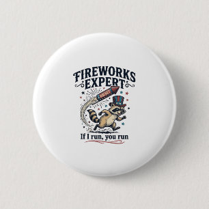Badge Rond 5 Cm Raton laveur expert en feux d'artifice vintage Qua