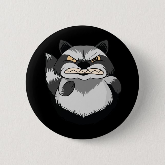 Badge Rond 5 Cm Raton laveur grincheux (Devant)