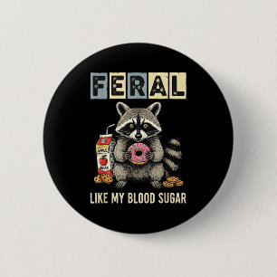 Badge Rond 5 Cm Raton laveur humour diabète drôle blague insuline 