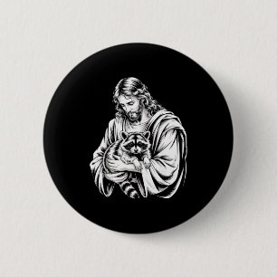Badge Rond 5 Cm Raton laveur Jésus Raton laveur détruit Raton lave