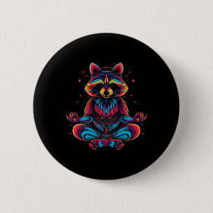 Badge Rond 5 Cm Raton laveur méditant Méditation animale Zen drôle