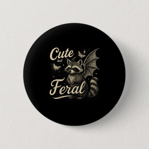 Badge Rond 5 Cm Raton laveur mignon mais féroce avec des ailes de